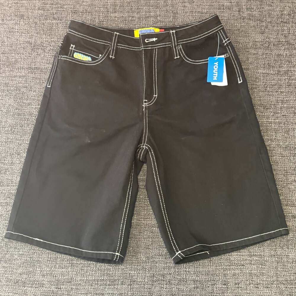 Empyre Kids Ultra Loose Embroidered Fire Hydrant Black Skate Shorts
